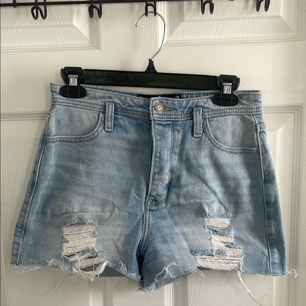 Hollister Blue Jean Shorts Distressed Casual